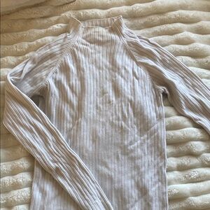 Ribbed Long Sleeve Top in Cream